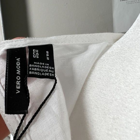 Vero Moda Organic Cotton Drop Hem Mini Dress in White Small - Picture 5 of 6